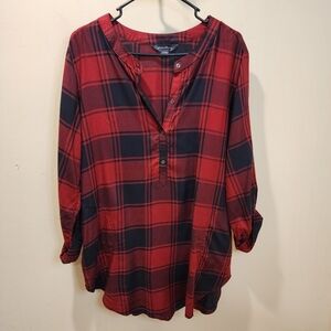 Eddie Bauer Red Plaid Buffalo Long Sleeves button Down shirt size L